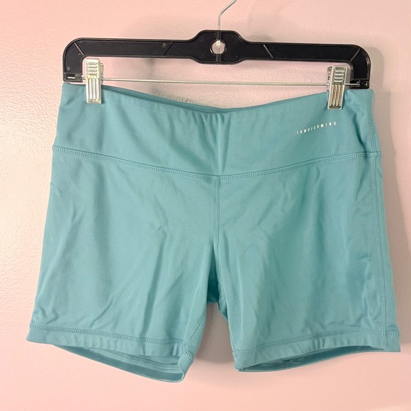 Iab Mfg Pants - IAB MFG I Am Becoming Women Teal Athletic Compression Shorts Size 8 Medium Gym